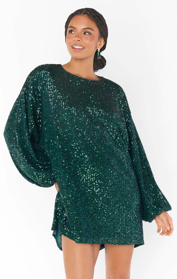 show me your mumu: sure thing mini dress-emerald sequins