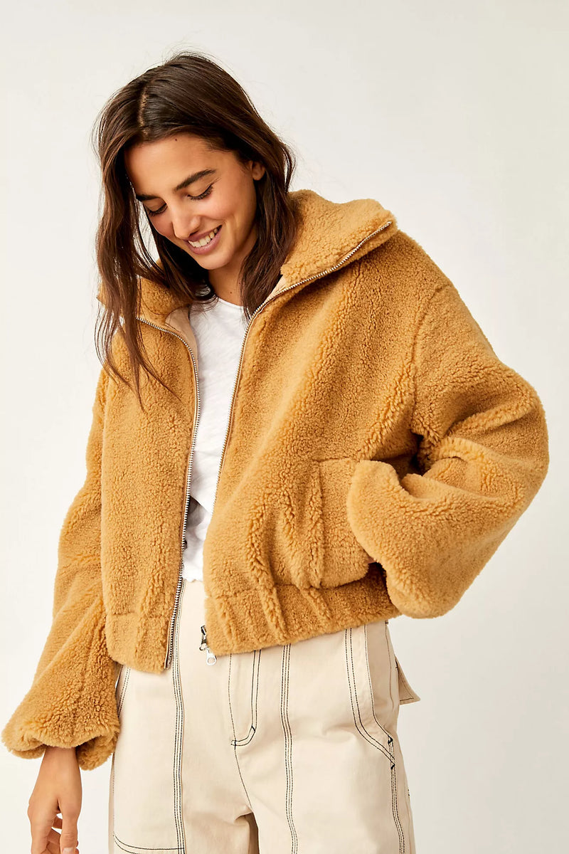 free people: get cozy teddy jacket-camel