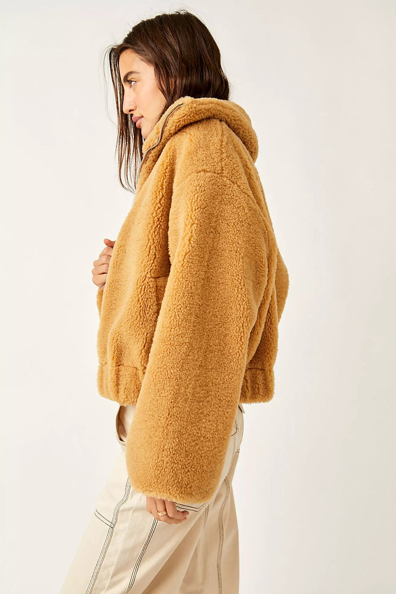 free people: get cozy teddy jacket-camel