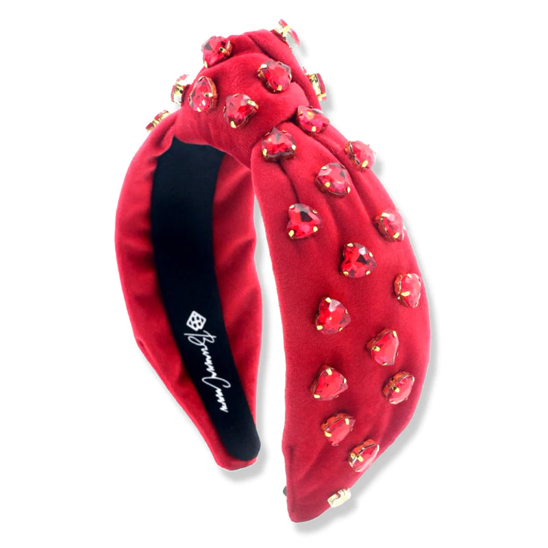 brianna cannon: red velvet headband with crystal hearts