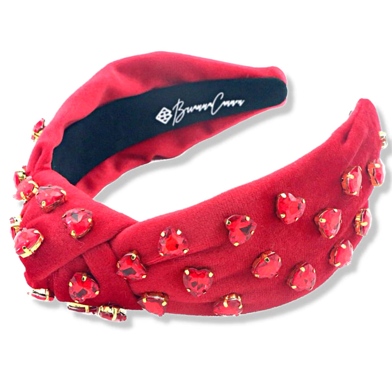 brianna cannon: red velvet headband with crystal hearts