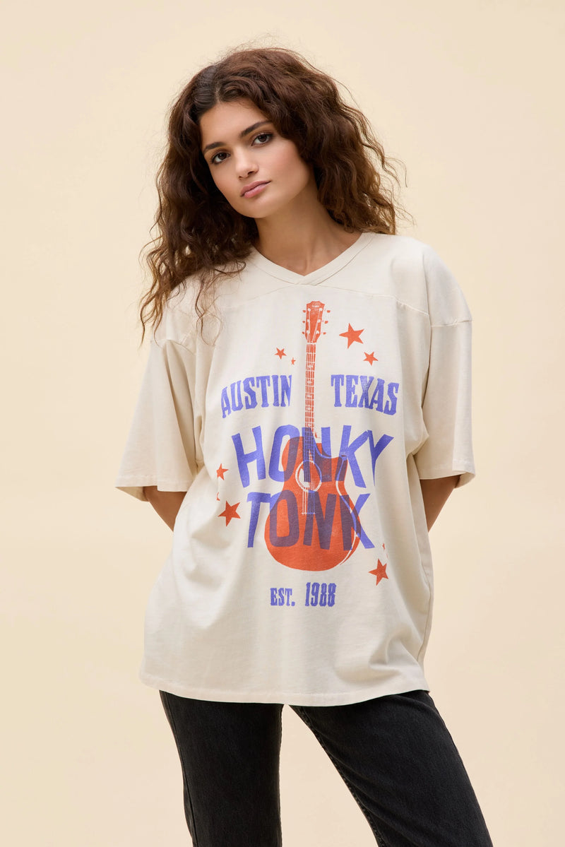 daydreamer: austin honkey tonk oversized jersey-dirty white