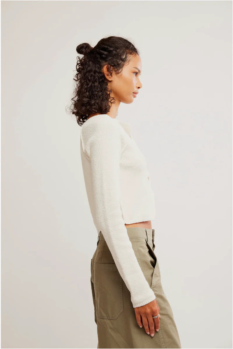 free people: sydney shrunken cardi-optic white