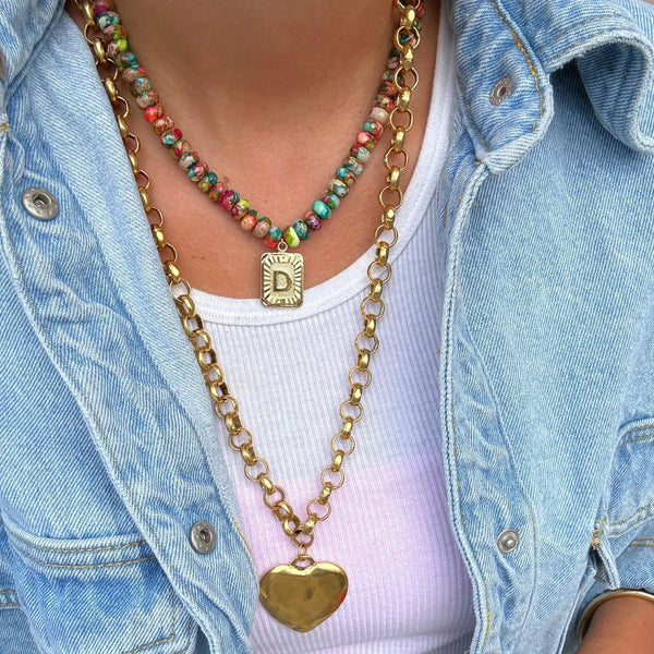 bracha: puffy heart necklace-gold