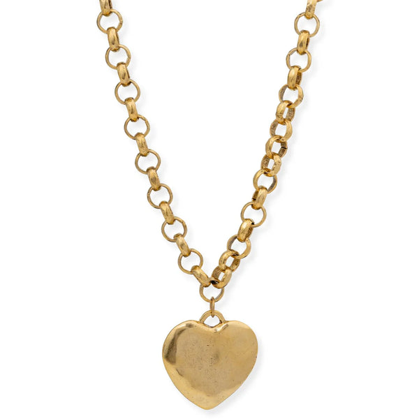 bracha: puffy heart necklace-gold