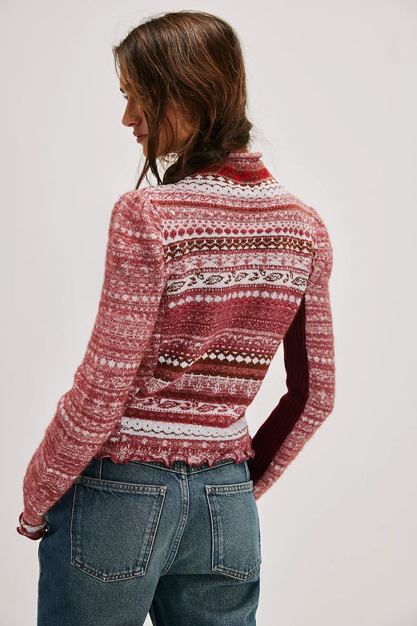 free people: bali jumper turtleneck sweater-rhubarb combo