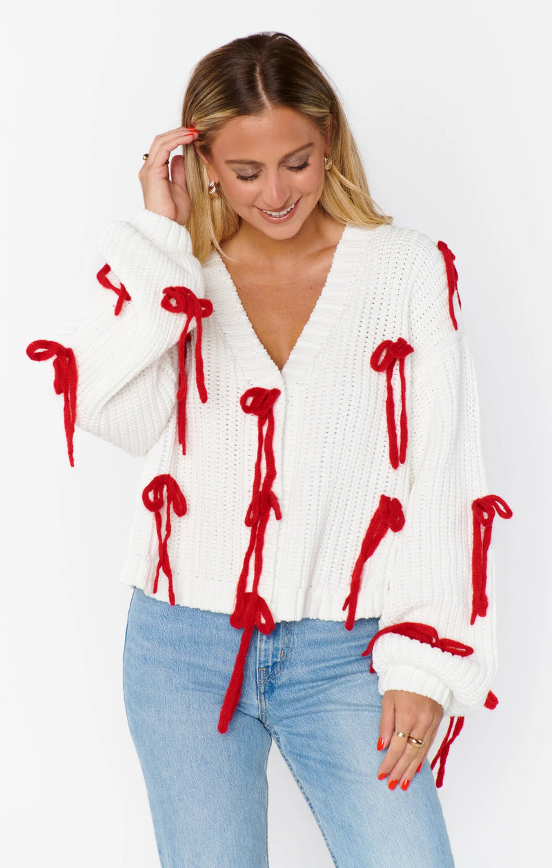 show me your mumu: good karma cardi-sweet bow knit