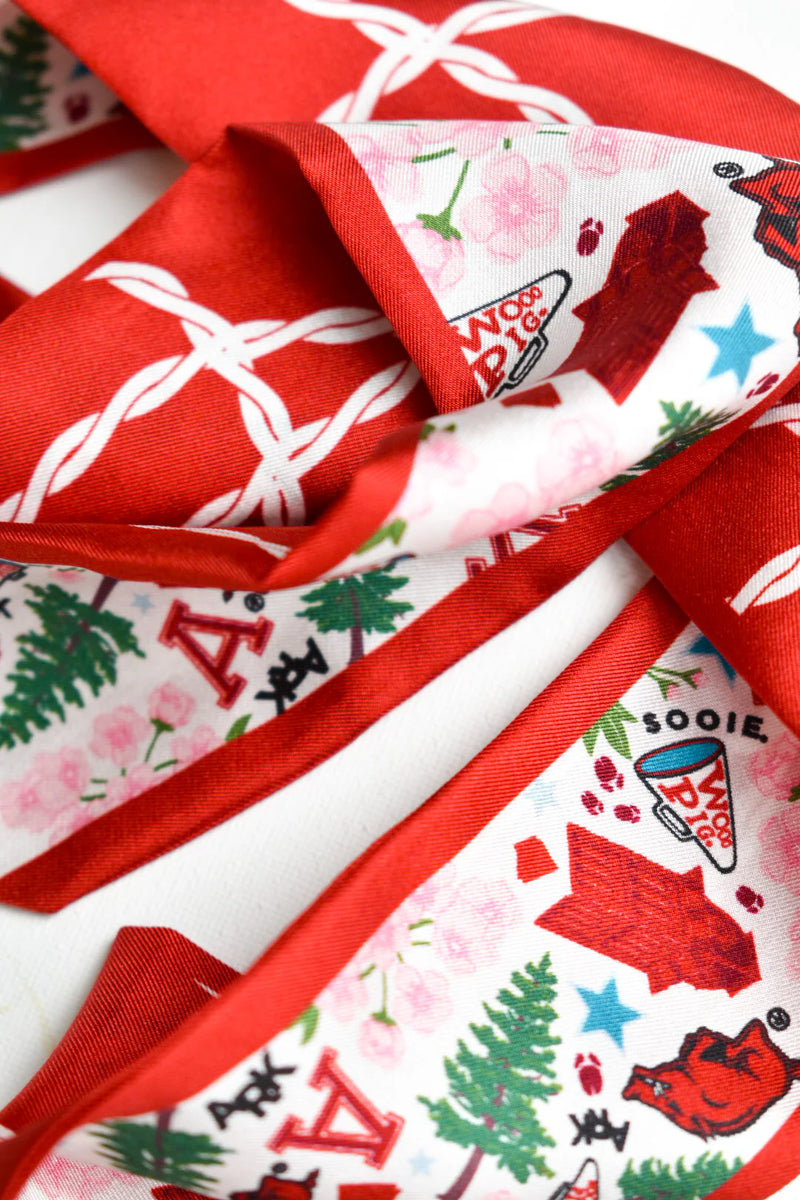saturday silks: arkansas razorbacks skinny scarf