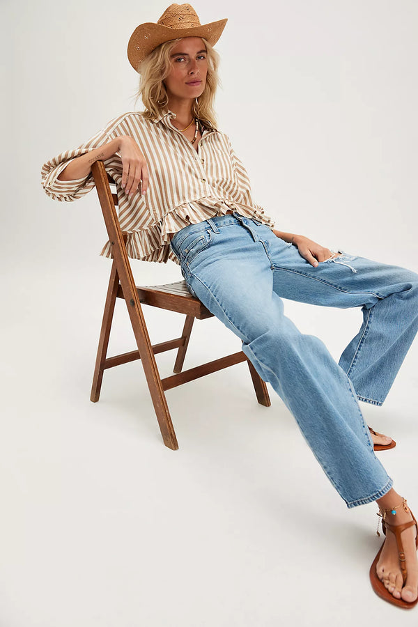 free people: bailey stripe shirt-neutral combo
