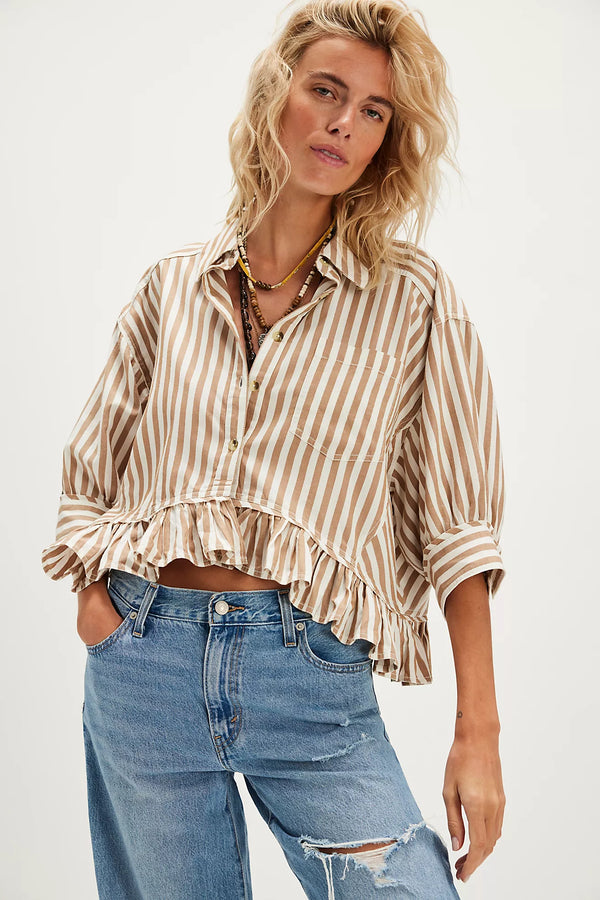 free people: bailey stripe shirt-neutral combo