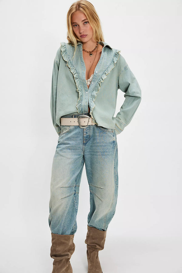 free people: tattered and ruffled top-vintage tint wash