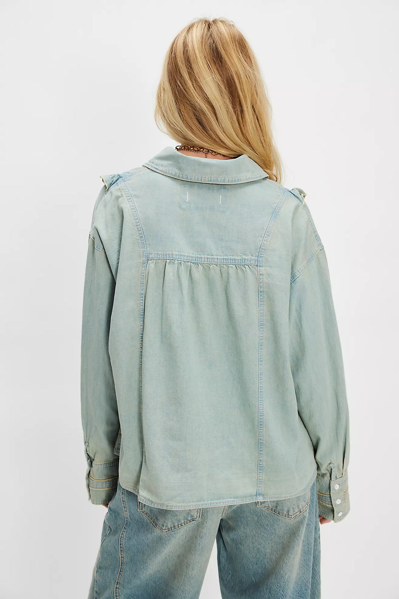 free people: tattered and ruffled top-vintage tint wash