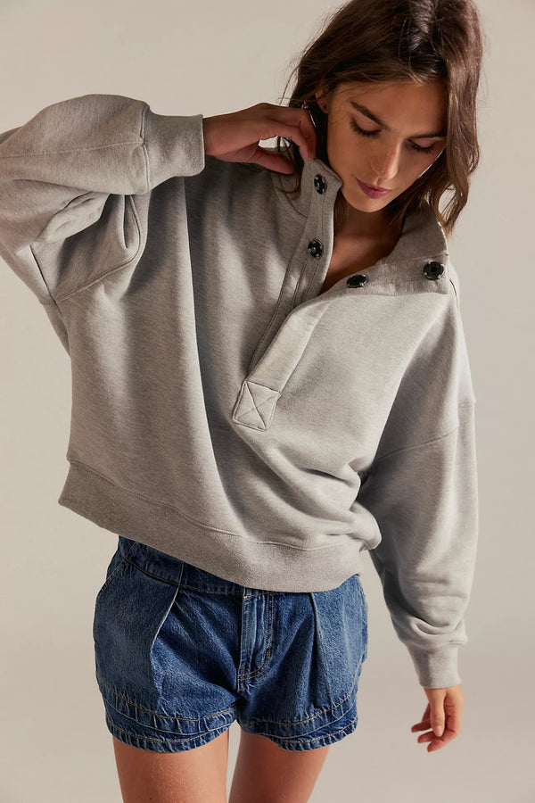 free people: timeless pullover-heather grey