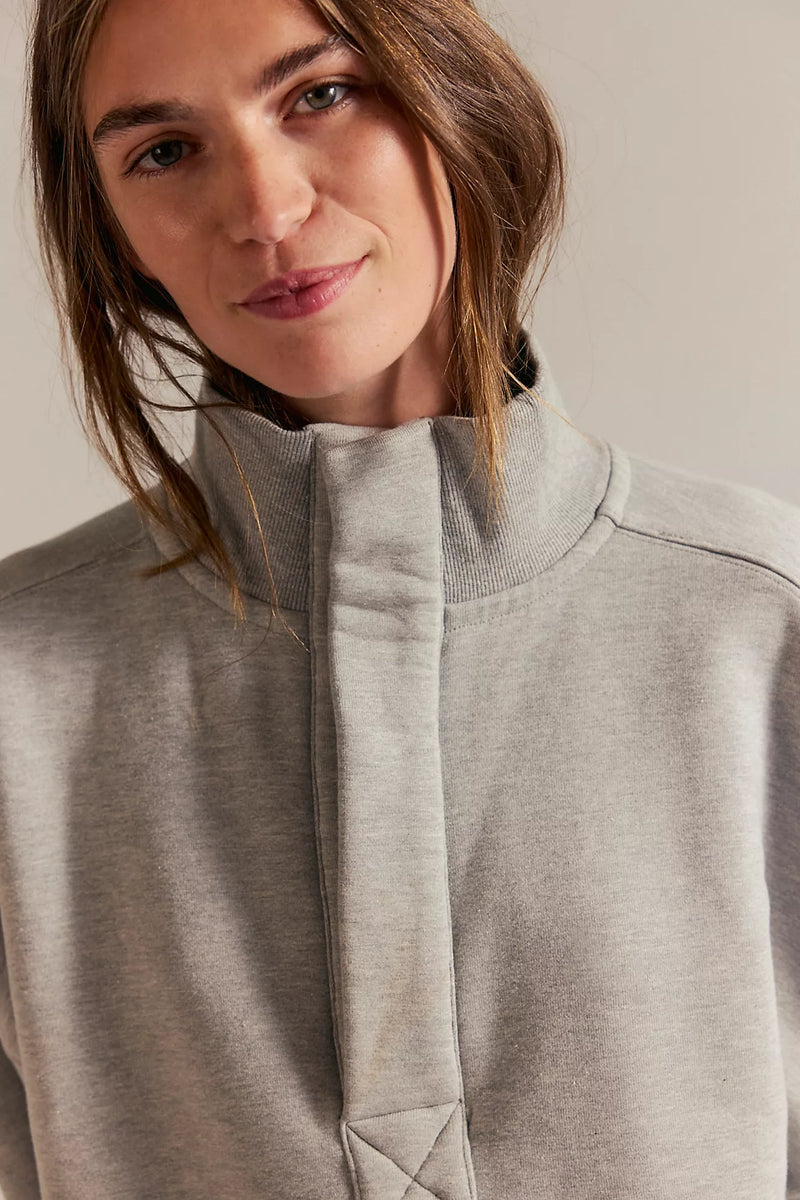 free people: timeless pullover-heather grey