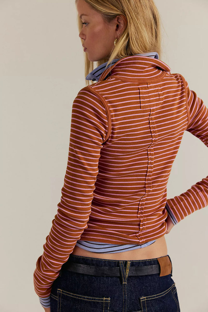 free people: lake henley stripe-cinammon combo