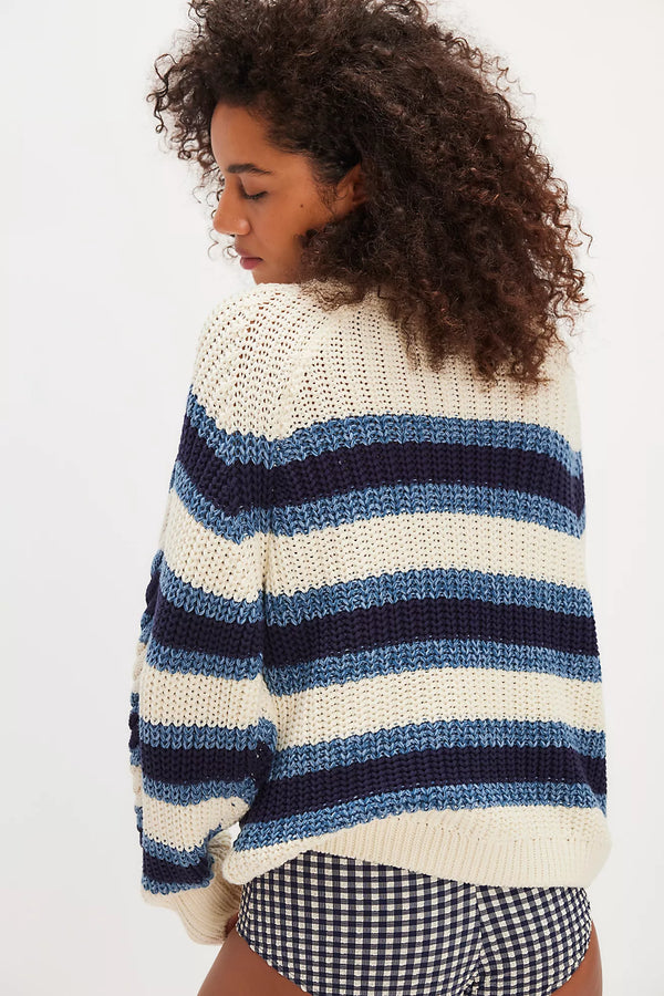 free people: frankie cable stripe sweater-ivory combo