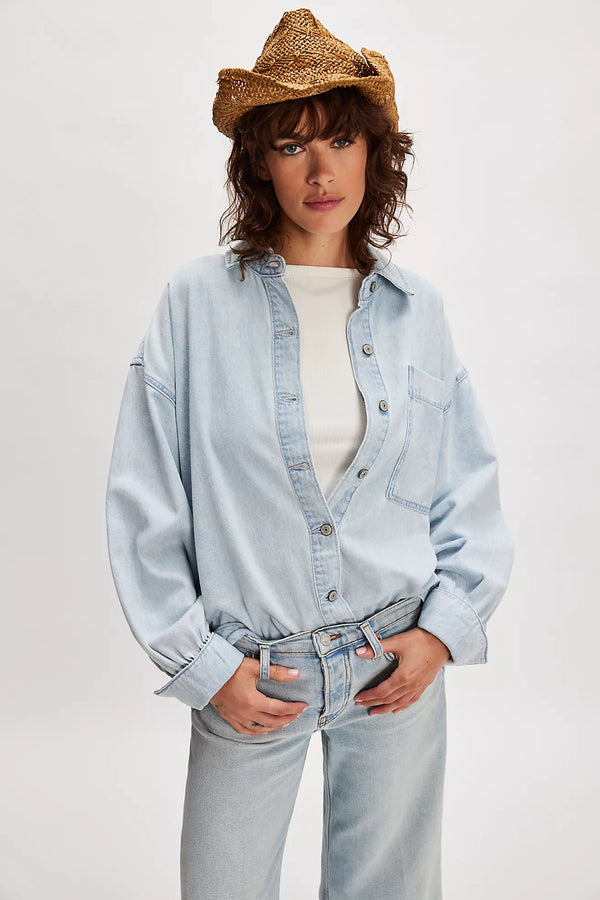 free people: ashley denim shirt-blue wash