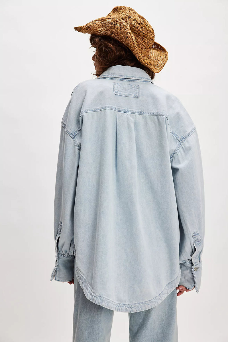 free people: ashley denim shirt-blue wash
