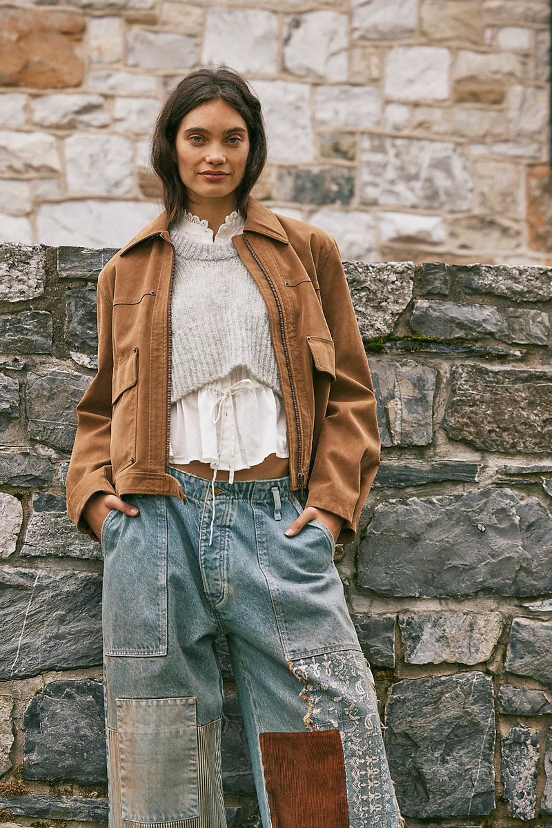 free people: blair vegan suede jacket-caramel cafe