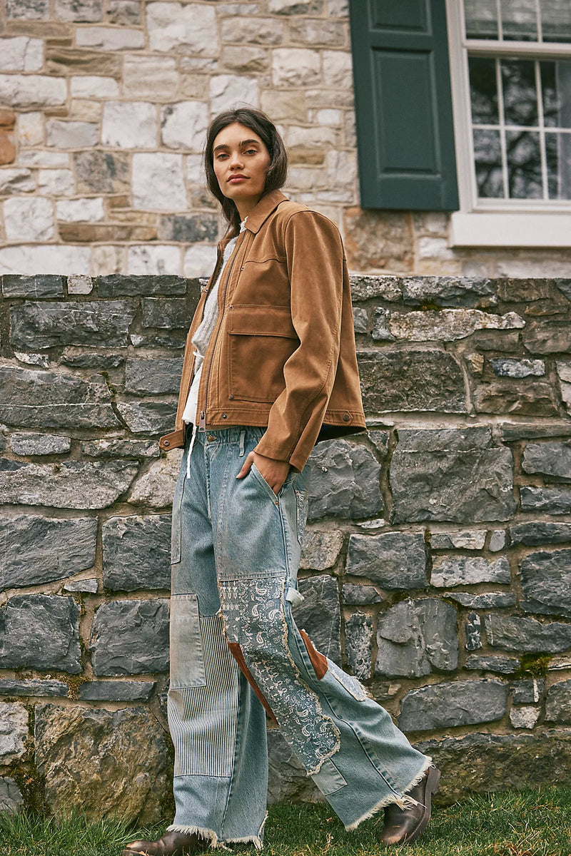 free people: blair vegan suede jacket-caramel cafe