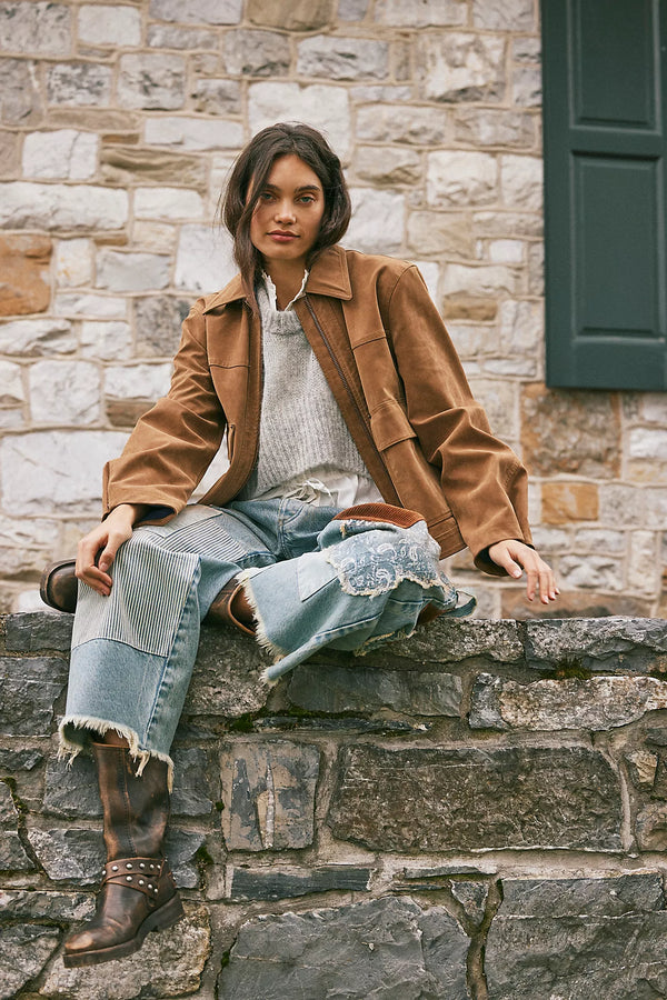 free people: blair vegan suede jacket-caramel cafe