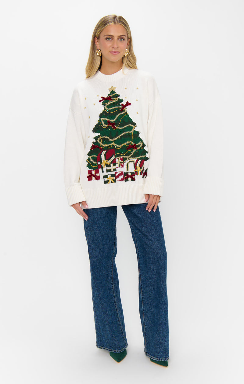 show me your mumu: fireside sweater-christmas tree knit