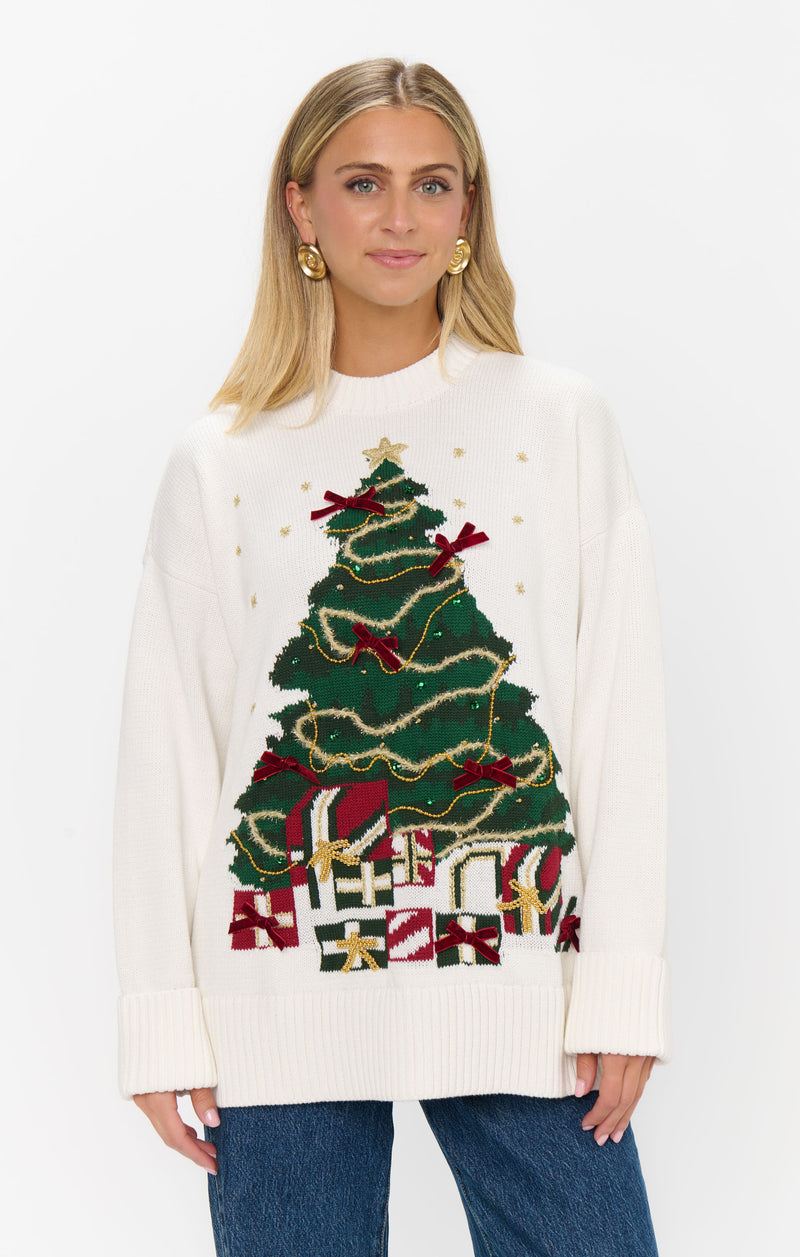 show me your mumu: fireside sweater-christmas tree knit