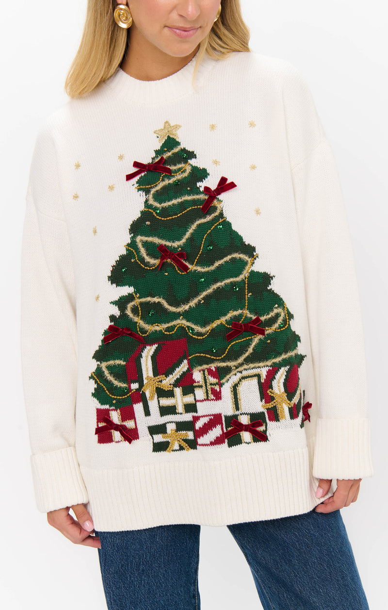 show me your mumu: fireside sweater-christmas tree knit