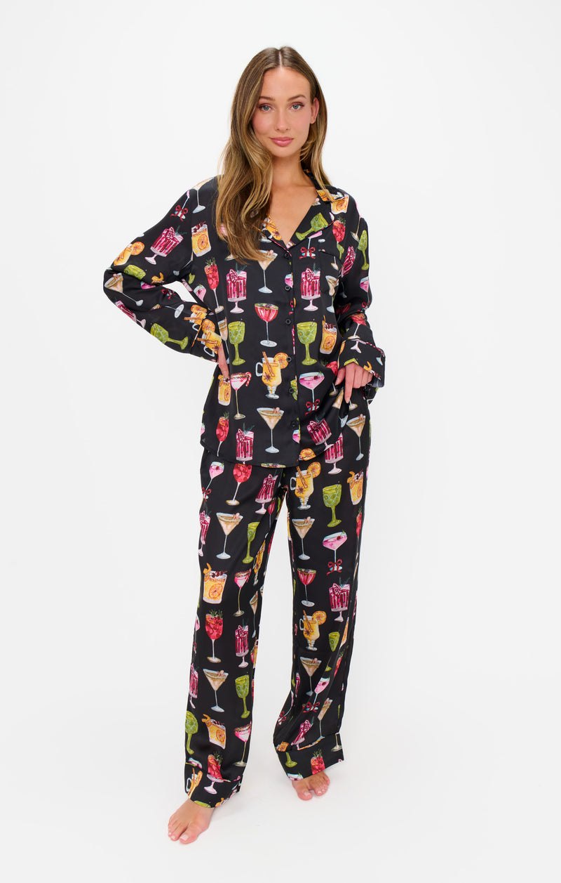 show me your mumu: classic pj set-holiday cocktails silky