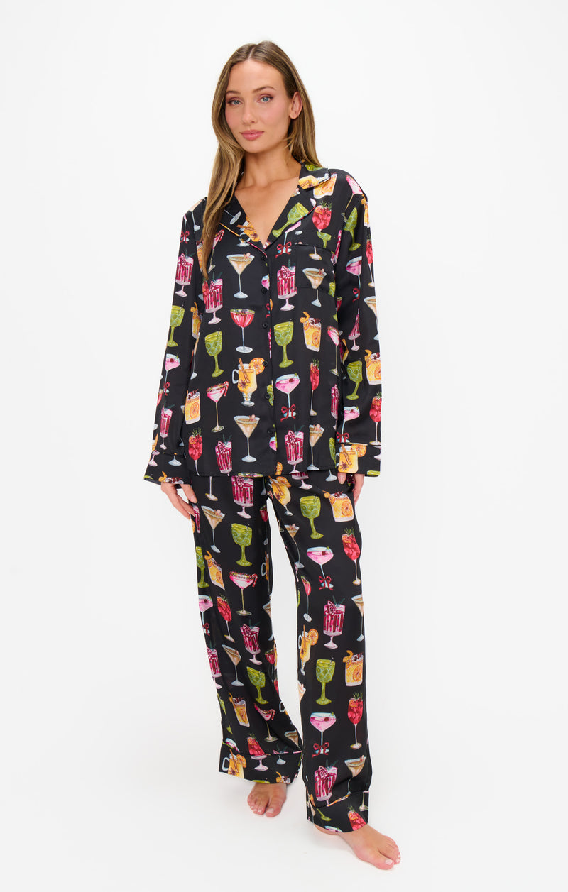 show me your mumu: classic pj set-holiday cocktails silky