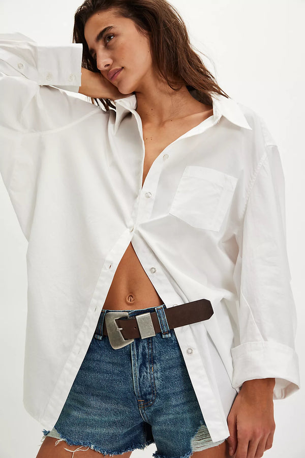 free people: sabine tailored shirt-parchment