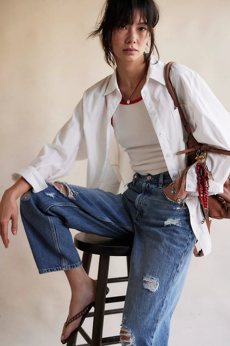 free people: sabine tailored shirt-parchment