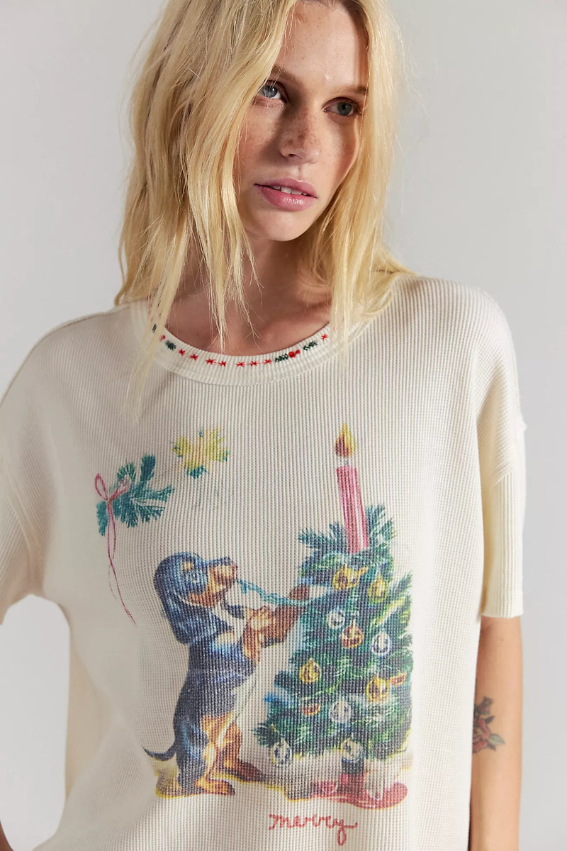 free people: merry meow tee-ivory combo