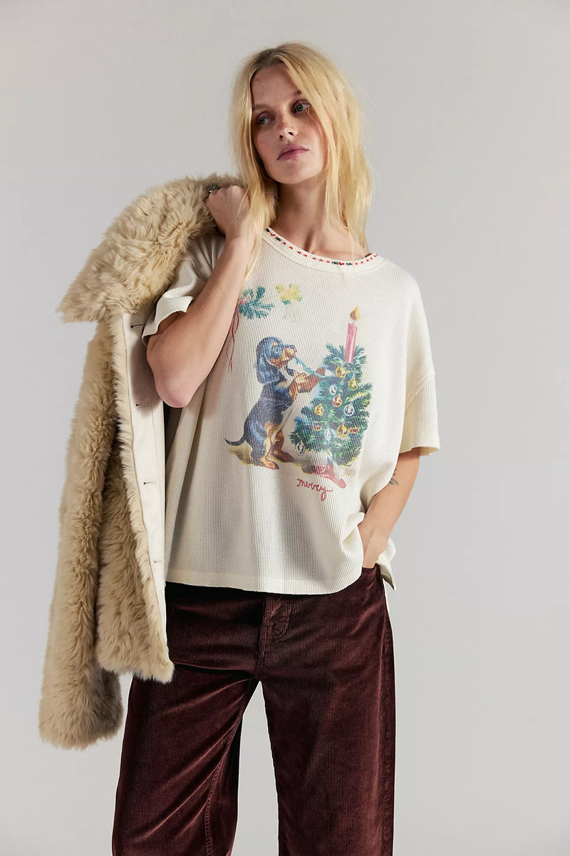 free people: merry meow tee-ivory combo