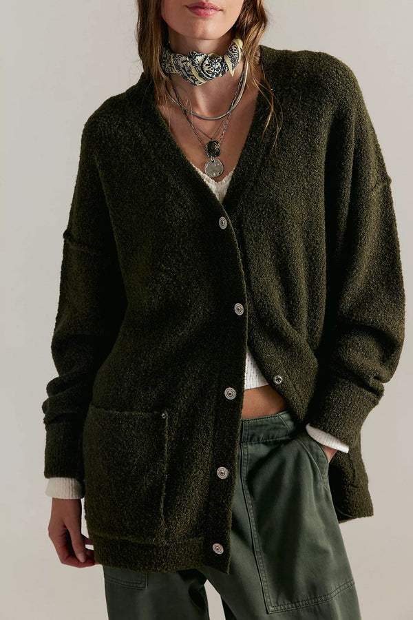 free people: blazing cardi-dark green
