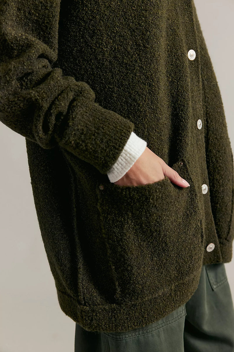 free people: blazing cardi-dark green