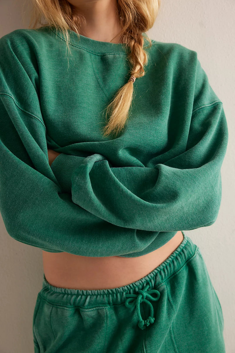 free people: slow it down pullover-rainforest moss