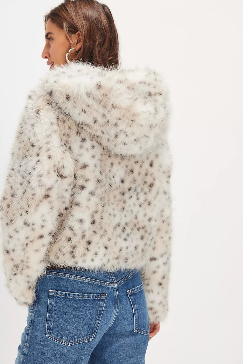 free people: louder please hooded jacket-snow leopard