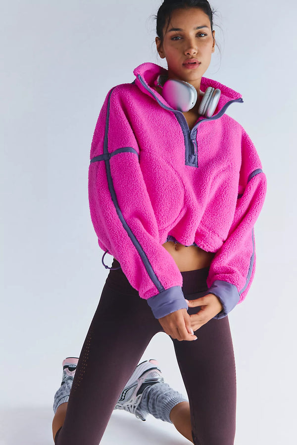 free people: mountain high 1/2 zip-fuschia flirt como