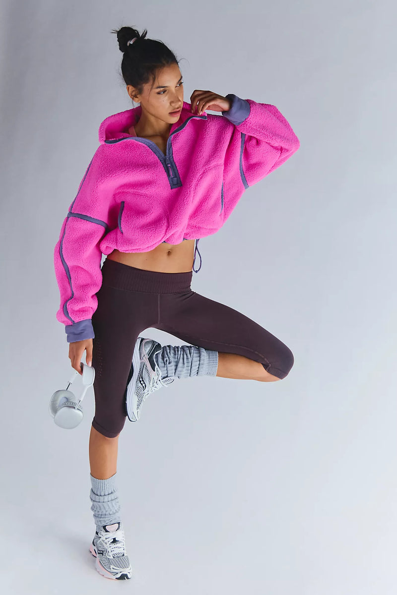 free people: mountain high 1/2 zip-fuschia flirt como
