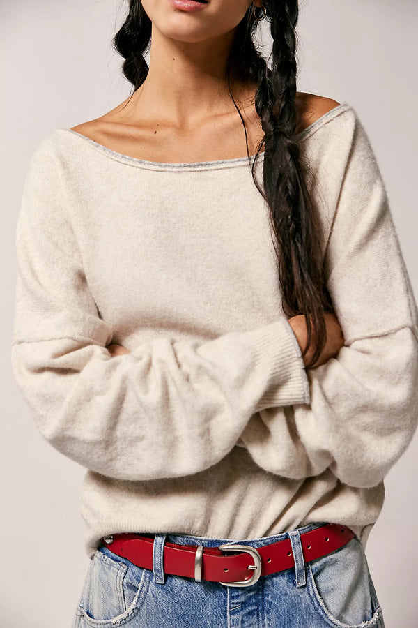 free people: see me pullover-ivory combo