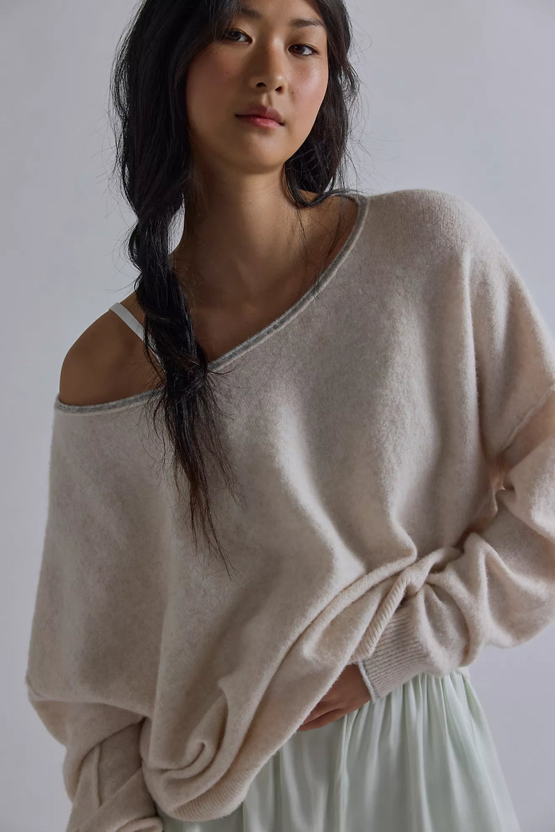 free people: see me pullover-ivory combo