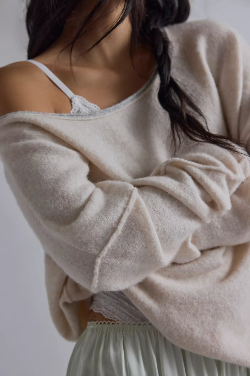 free people: see me pullover-ivory combo