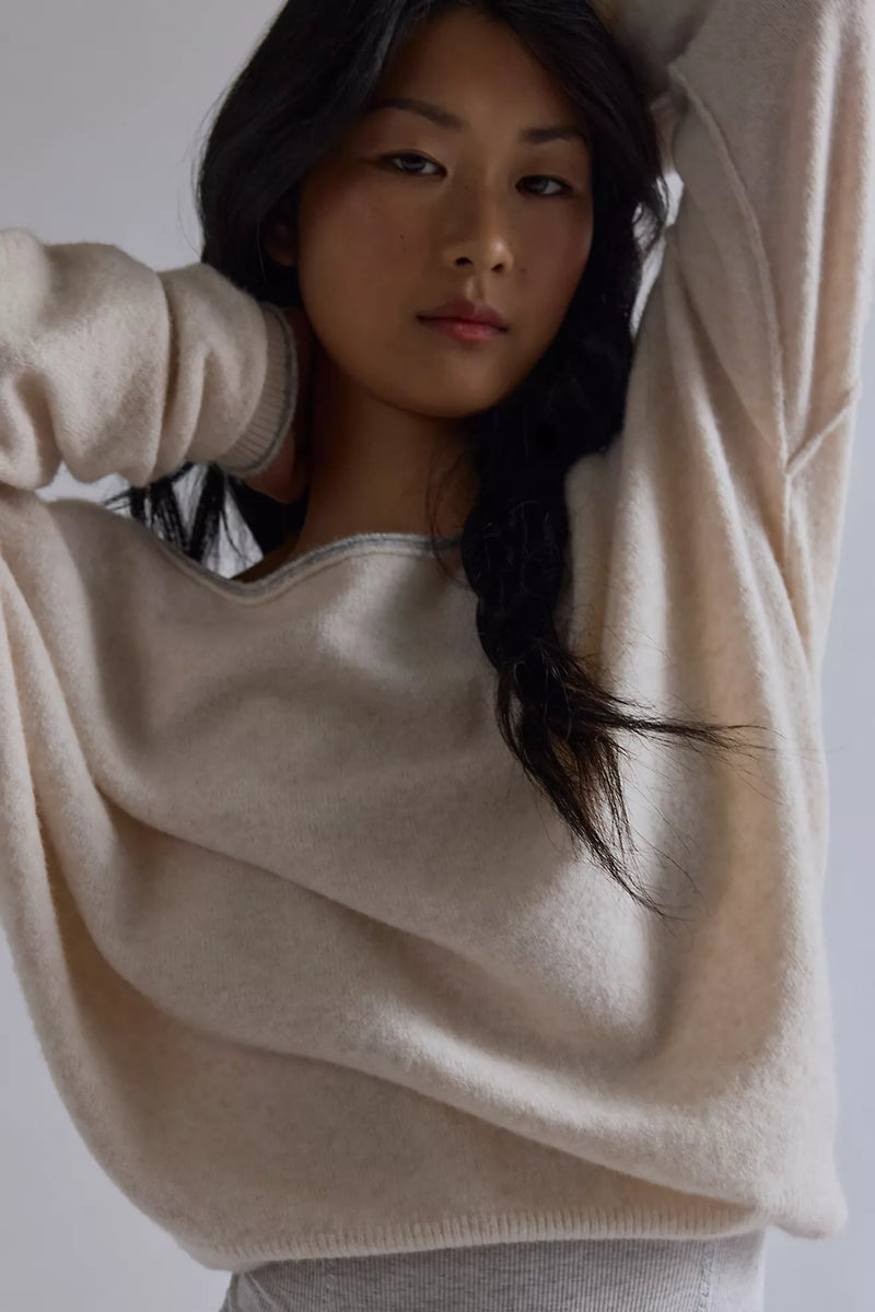 free people: see me pullover-ivory combo