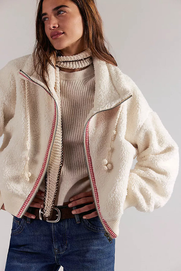 free people: alpine sherpa cardi-white swan