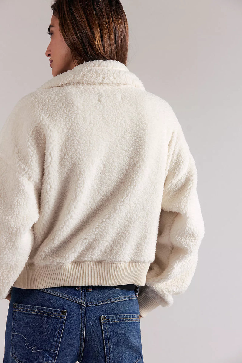 free people: alpine sherpa cardi-white swan