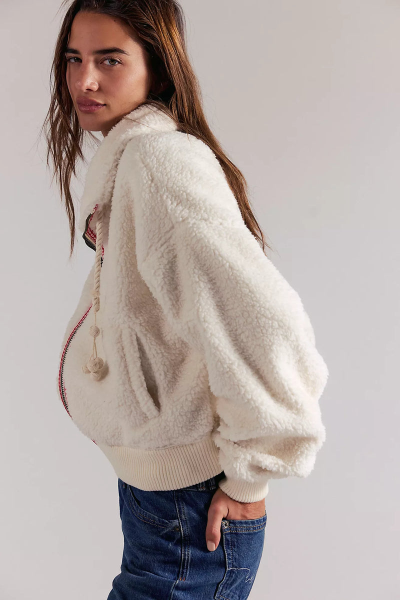 free people: alpine sherpa cardi-white swan