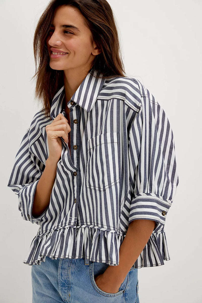 free people: bailey stripe shirt-nautical navy