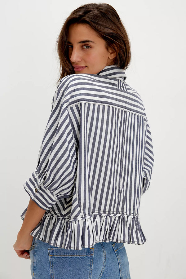 free people: bailey stripe shirt-nautical navy