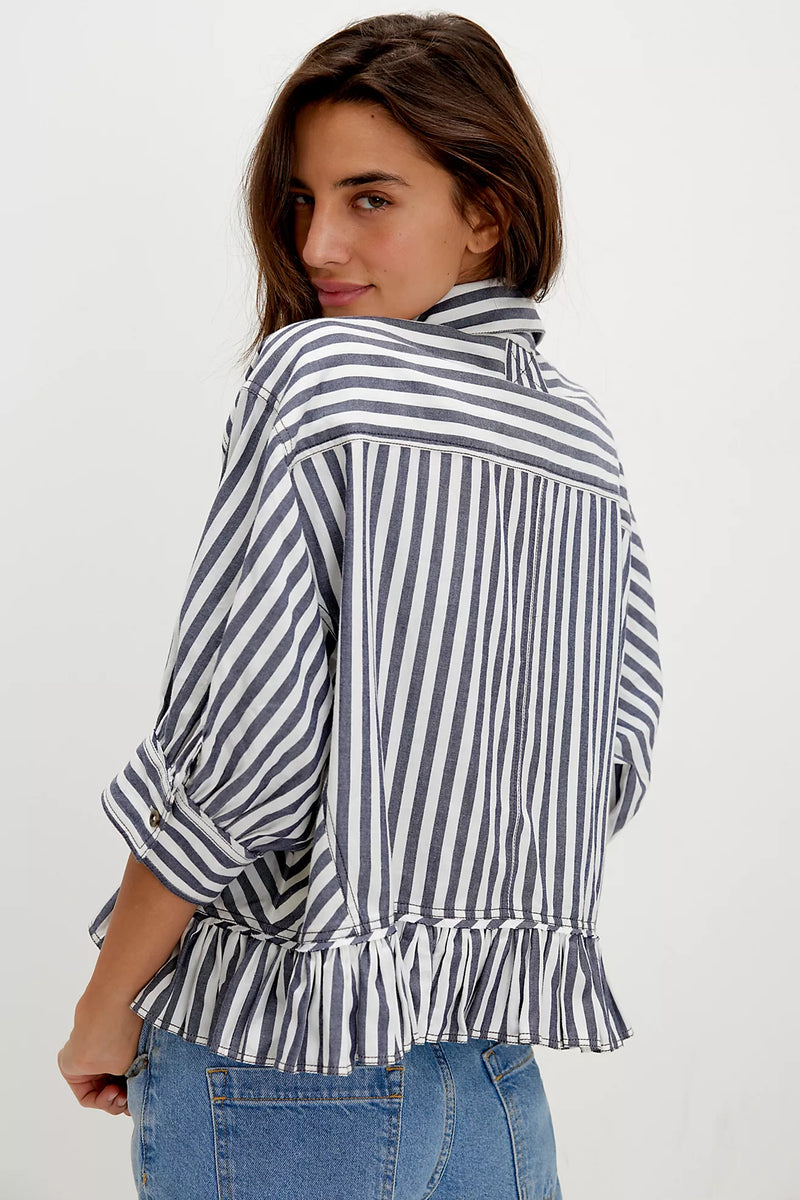 free people: bailey stripe shirt-nautical navy